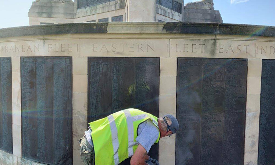 Restoration work at Plymouth Naval Memorial