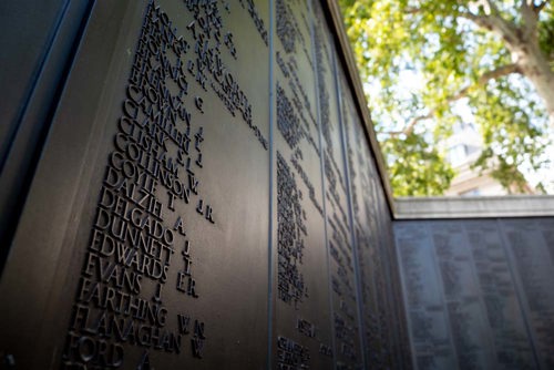 Bronze name panel from the Tower Hill Memorial