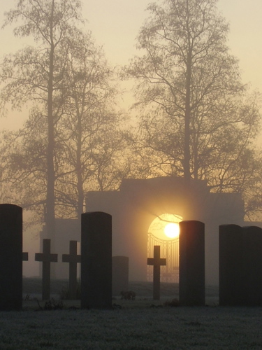 An autumn sunrise at Lijssenthoek Military Cemetery.