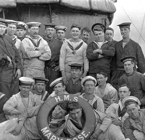 Crew members on the deck of the HMS Mary Rose