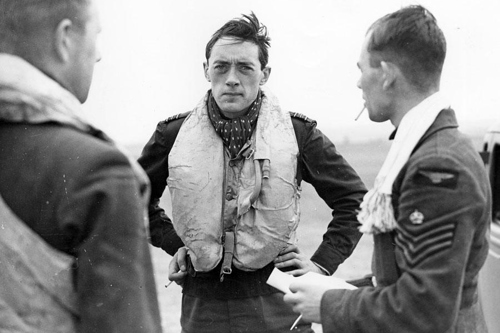 Brian Lane poses with comrades after returning from a sortie.