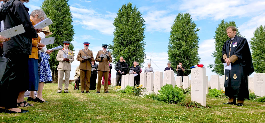 The grave of 2nd Lt Osmund Bartle Wordsworth rededicated in France