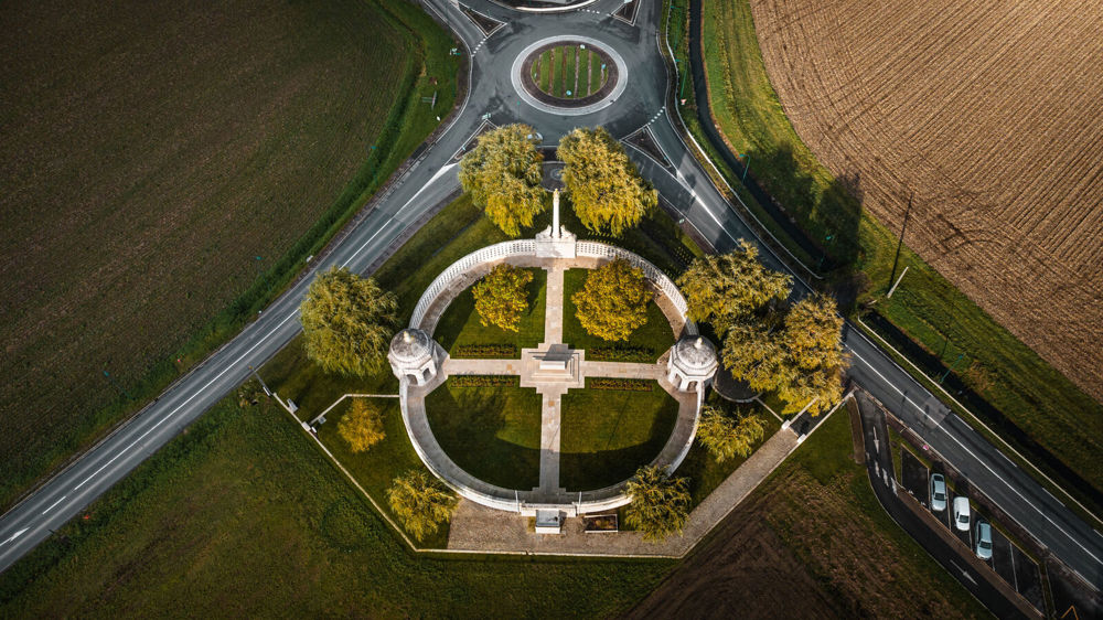 Bird's eye view of the Neuve-Chapelle Indian Forces Memorial. 