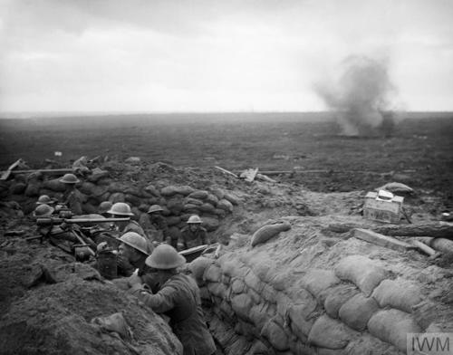 British troops under fire in the Ypres Salient.