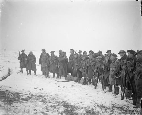 Canadian soldiers marching on the Western Front.