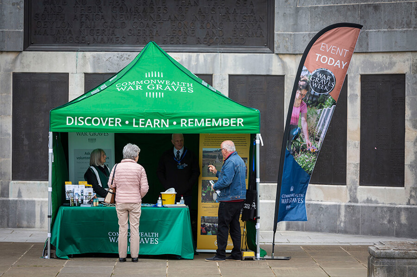 War Graves Week kiosk at Plymouth Naval Memorial