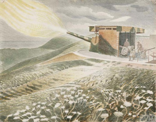 Firing a 9.2 Gun © Eric Ravilious. IWM ART LD 1585