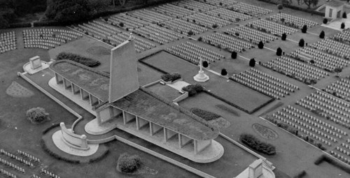 Aerial shot of the Singapore memorial and cemetery